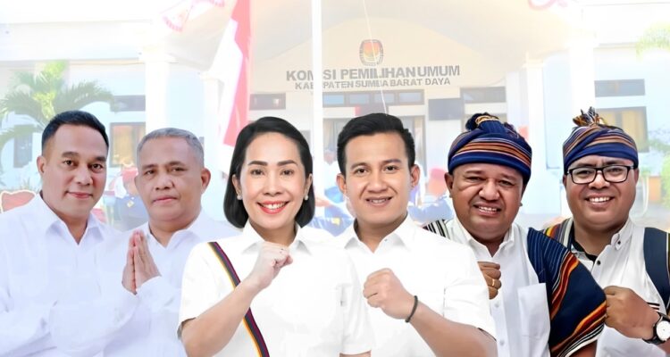 Pasangan Calon Bupati Sumba Barat Daya (Kiri-Kanan): Adilalo-Yeremia Tanggu, Ratu Wulla-Angga Kaka, Gustaf-SLD (Johan Sogara/Lintas Sumba)