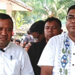 Calon Bupati dan Wakil Bupati Sumba Barat Daya Nomor Urut 03, Agustinus Tamo Mbapa dan Dr. Soleman Lende Dappa, Paket Aman, saat konferensi pers (TIM/Lintas Sumba)